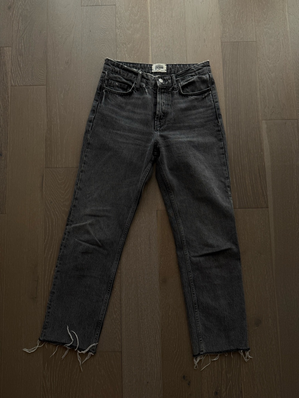 Zara Women's Black Washed Straight Jeans